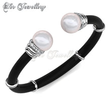 Swarovski Crystals Pearly Bangle (White Gold) - Her Jewellery