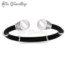 Swarovski Crystals Pearly Bangle (White Gold) - Her Jewellery