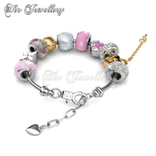 Swarovski Crystals Mylady Charm Bracelet Bundle (Blue + Pink) - Her Jewellery