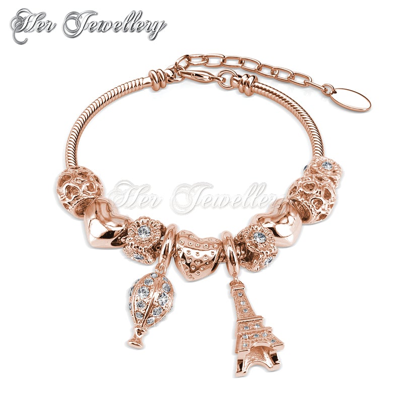 Swarovski Crystals La Ville Charm Bracelet (Rose Gold) - Her Jewellery