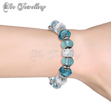 Swarovski Crystals Charm Bracelet Bundle Set (Black + Blue) - Her Jewellery