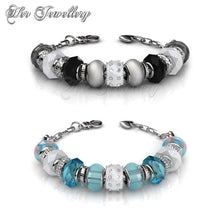 Swarovski Crystals Charm Bracelet Bundle Set (Black + Blue) - Her Jewellery