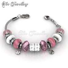 Swarovski Crystals Charm Bracelet Bundle Set (Blue + Pink) - Her Jewellery