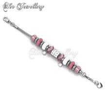 Swarovski Crystals Charm Bracelet Bundle Set (Black + Pink) - Her Jewellery