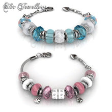 Swarovski Crystals Charm Bracelet Bundle Set (Blue + Pink) - Her Jewellery