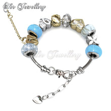 Swarovski Crystals Mylady Charm Bracelet Bundle (Blue + White) - Her Jewellery