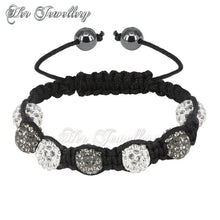 Swarovski Crystals Shamballa Bracelet Bundle Set (Grey + White) - Her Jewellery