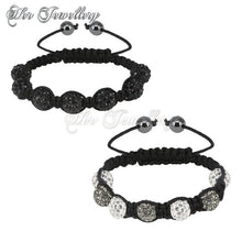 Swarovski Crystals Shamballa Bracelet Bundle Set (Black + Grey) - Her Jewellery