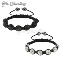 Swarovski Crystals Shamballa Bracelet Bundle Set (Black + White) - Her Jewellery