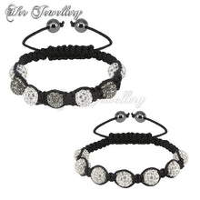 Swarovski Crystals Shamballa Bracelet Bundle Set (Grey + White) - Her Jewellery