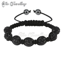 Swarovski Crystals Shamballa Bracelet Bundle Set (Black + White) - Her Jewellery