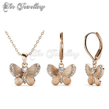 Swarovski Crystals Chrysalis Butterfly Set (Rose Gold) - Her Jewellery
