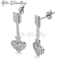 Swarovski Crystals Arrow Of Heart Earrings - Her Jewellery