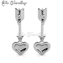Swarovski Crystals Arrow Of Heart Earrings - Her Jewellery