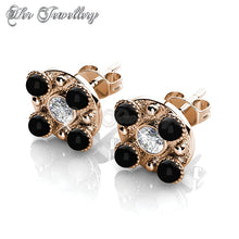 Swarovski Crystals Bronx Earrings (Rose Gold Black) - Her Jewellery