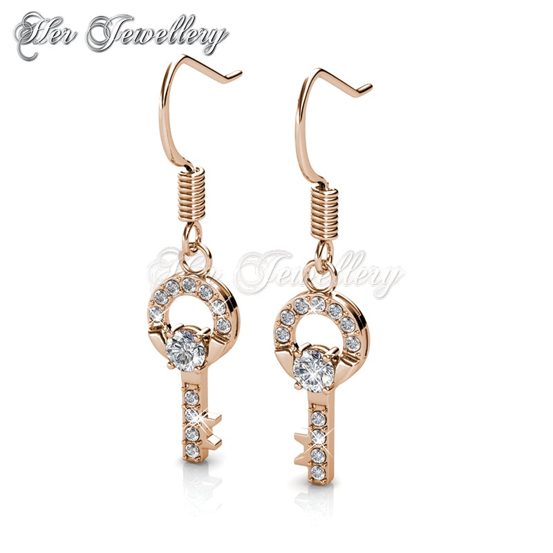 Swarovski Crystals Camilia Key Earrings‏ (Rose Gold) - Her Jewellery