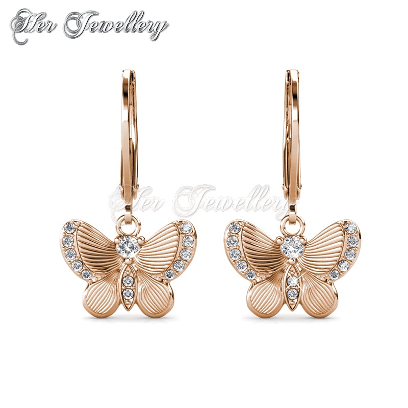 Swarovski Crystals Chrysalis Butterfly Earrings (Rose Gold) - Her Jewellery