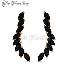 Swarovski Crystals Clematis Earrings (Black Crystal) - Her Jewellery