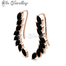 Swarovski Crystals Clematis Earrings (Black Crystal) - Her Jewellery