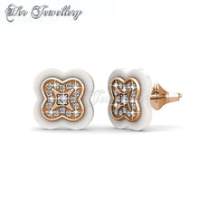 Swarovski Crystals Clover Ceramic Earrings - Her Jewellery