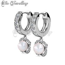 Swarovski Crystals Clover Pearl Earrings - Her Jewellery