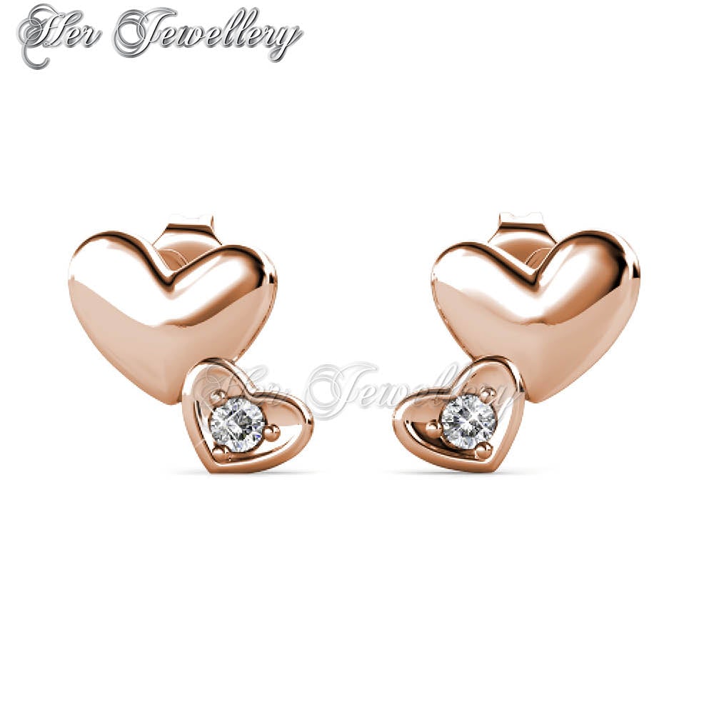 Swarovski Crystals Coupled Heart Earrings - Her Jewellery