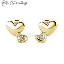 Swarovski Crystals Coupled Heart Earrings - Her Jewellery