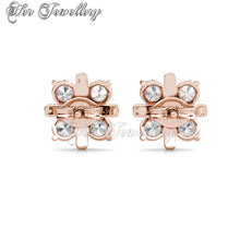 Swarovski Crystals Cross Petal Earrings (Rose Gold) - Her Jewellery