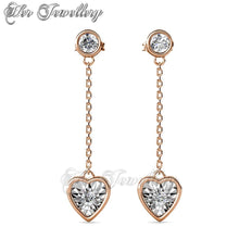 Swarovski Crystals Dangling Love Earrings - Her Jewellery