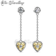Swarovski Crystals Dangling Love Earrings - Her Jewellery