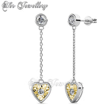 Swarovski Crystals Dangling Love Earrings - Her Jewellery