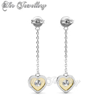 Swarovski Crystals Dangling Love Earrings - Her Jewellery