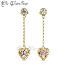 Swarovski Crystals Dangling Love Earrings - Her Jewellery
