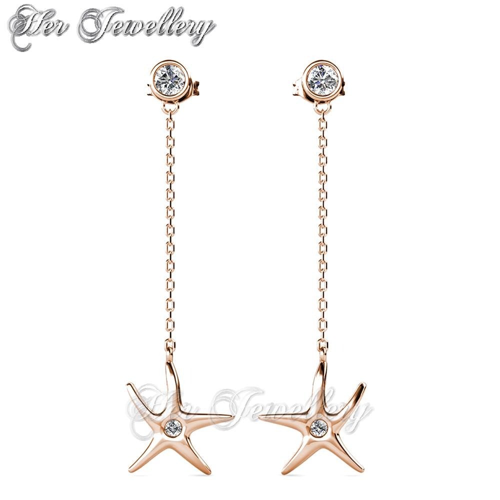 Swarovski Crystals Dangling Starfish Earrings - Her Jewellery