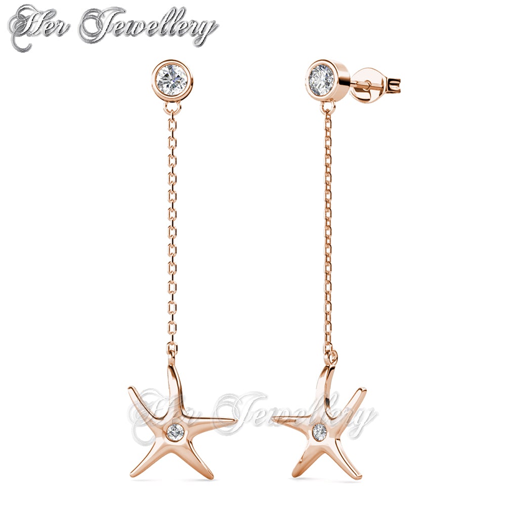 Swarovski Crystals Dangling Starfish Earrings - Her Jewellery