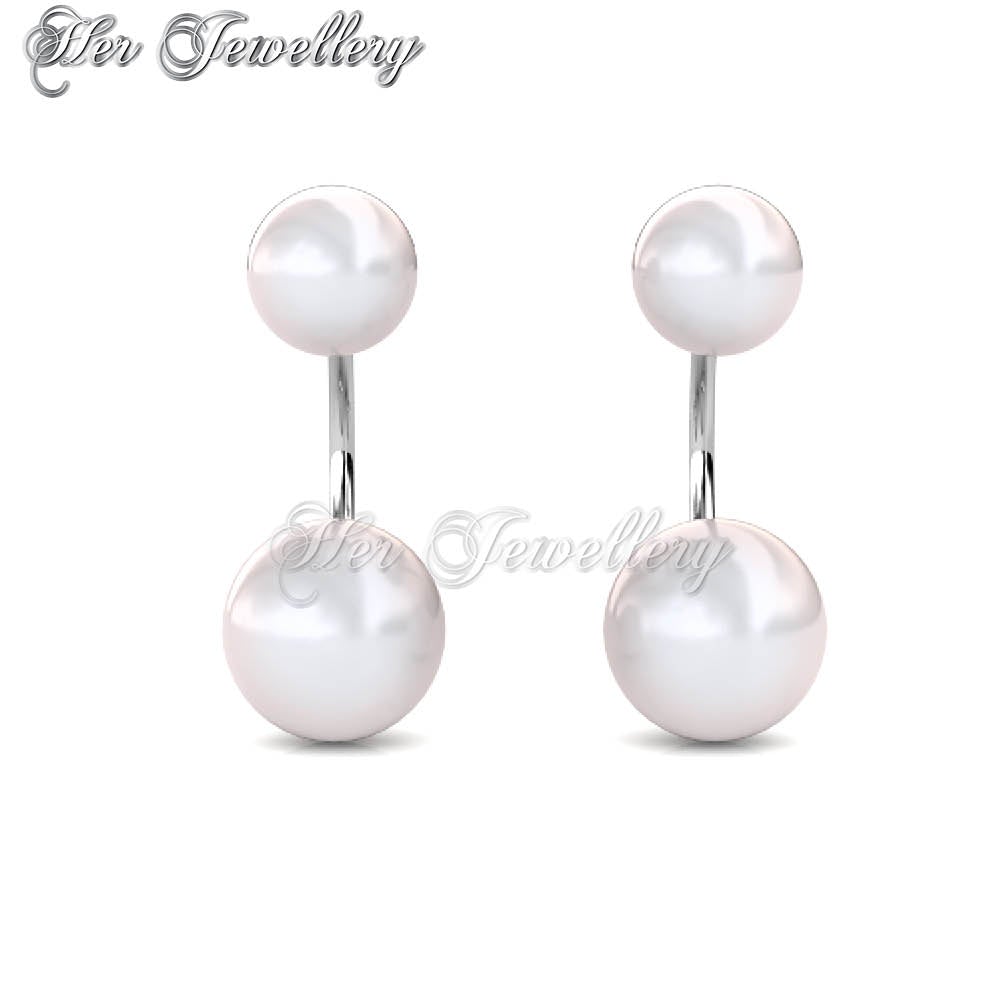 Swarovski Crystals Duo Pearl Earrings‏ - Her Jewellery