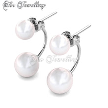 Swarovski Crystals Duo Pearl Earrings‏ - Her Jewellery