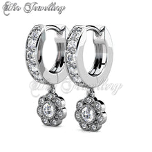 Swarovski Crystals Floral Hoop Earrings - Her Jewellery