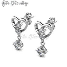 Swarovski Crystals Hanging Love Earrings - Her Jewellery
