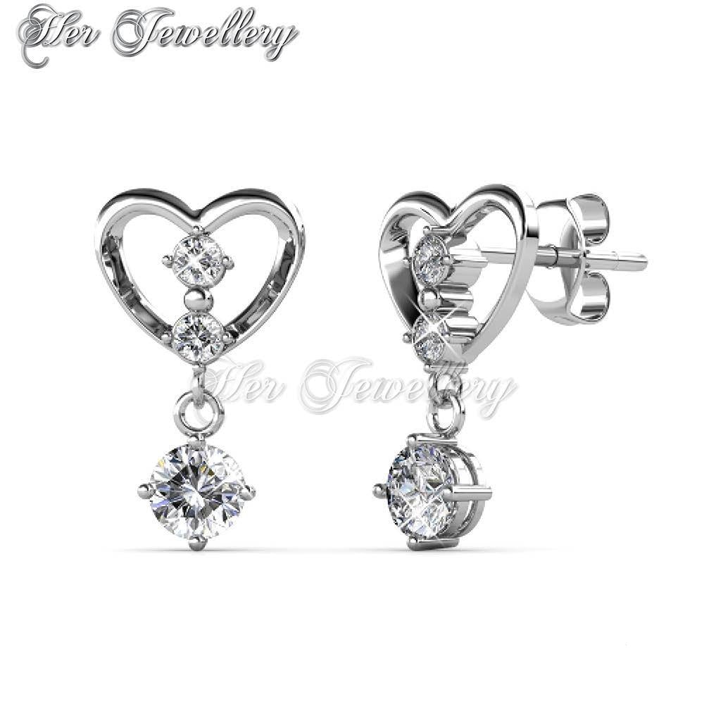 Swarovski Crystals Hanging Love Earrings - Her Jewellery