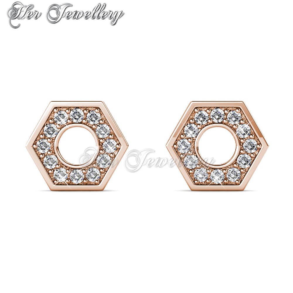 Swarovski Crystals Hex Nut Earrings - Her Jewellery