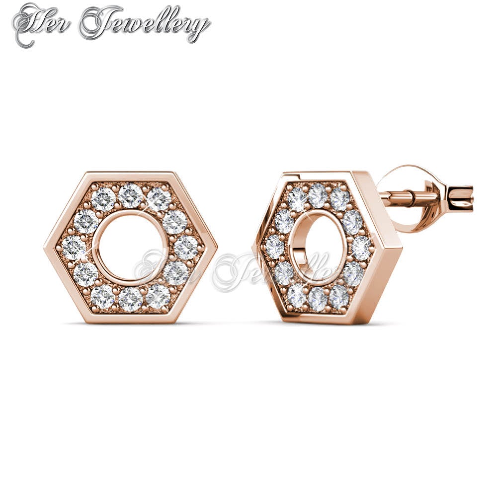 Swarovski Crystals Hex Nut Earrings - Her Jewellery