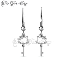 Swarovski Crystals Kitten Key Hook Earrings - Her Jewellery