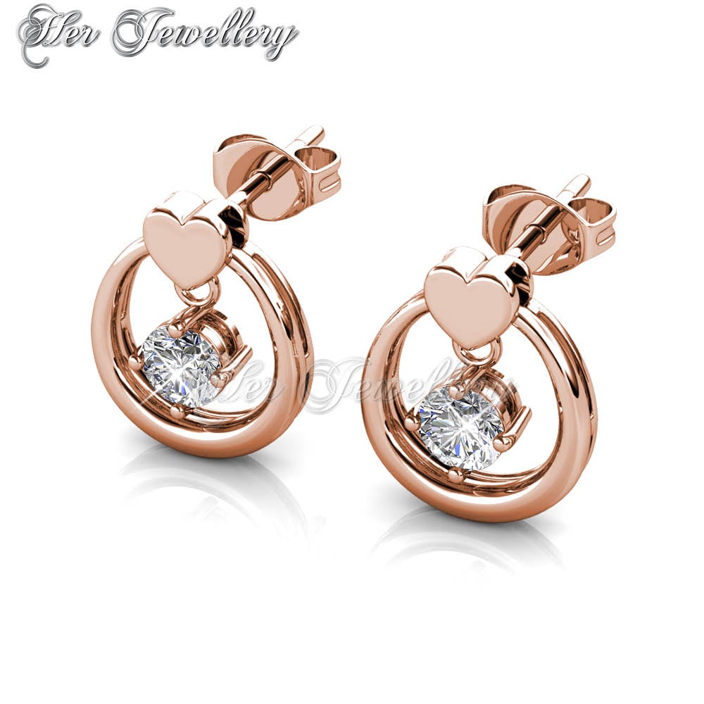 Swarovski Crystals Love Drop Earrings (Rose Gold) - Her Jewellery