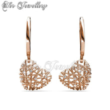 Swarovski Crystals Mesh Heart Earrings - Her Jewellery