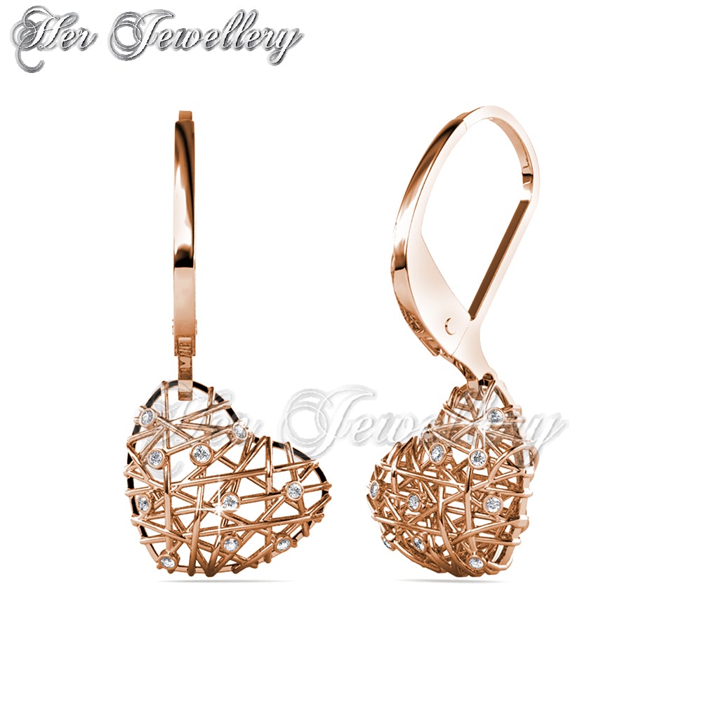 Swarovski Crystals Mesh Heart Earrings - Her Jewellery