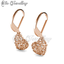 Swarovski Crystals Mesh Heart Earrings - Her Jewellery