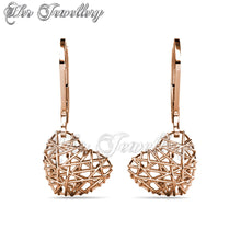 Swarovski Crystals Mesh Heart Earrings - Her Jewellery
