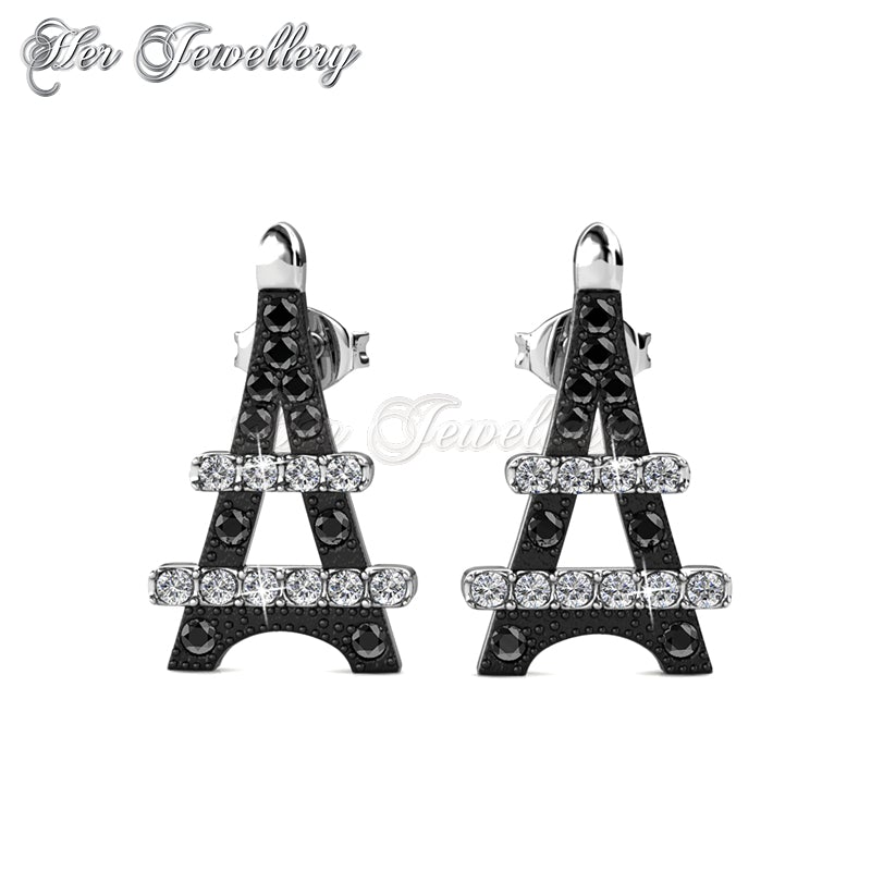 Swarovski Crystals Paris Cross Earrings‏ (Black) - Her Jewellery