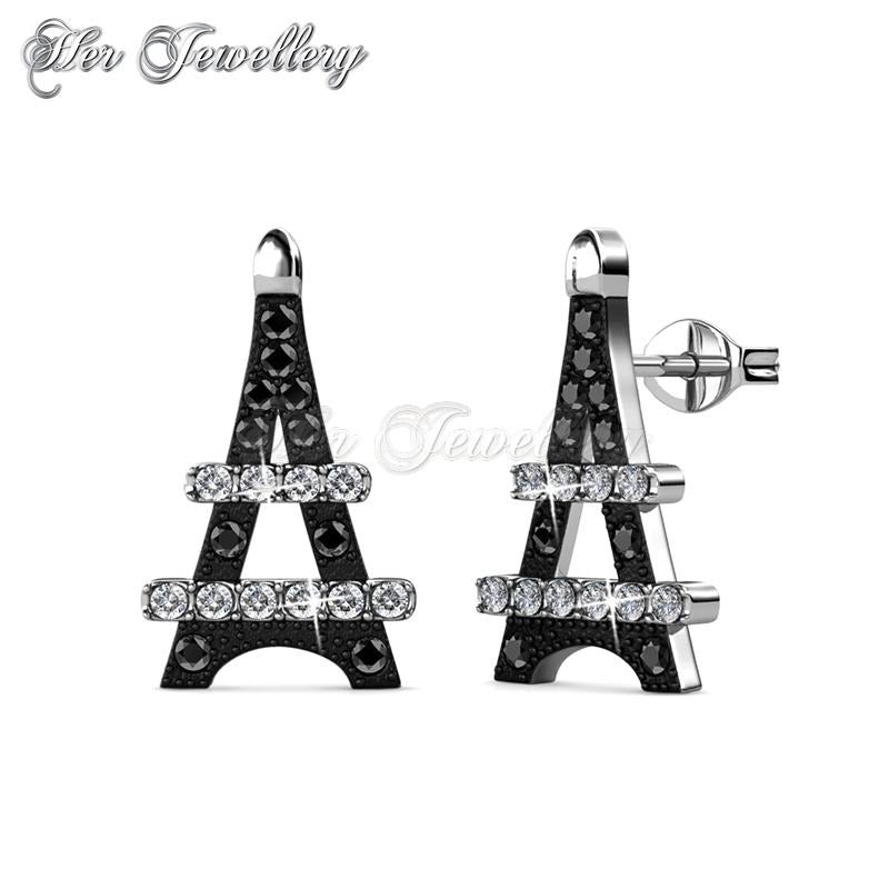 Swarovski Crystals Paris Cross Earrings‏ (Black) - Her Jewellery